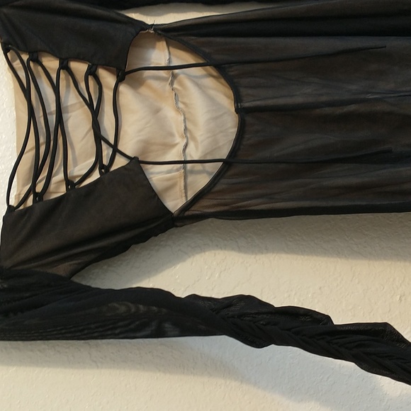 Lucy in the Sky Black Long Sleeve Strappy Back Bodycon Dress Size S - Picture 5 of 8